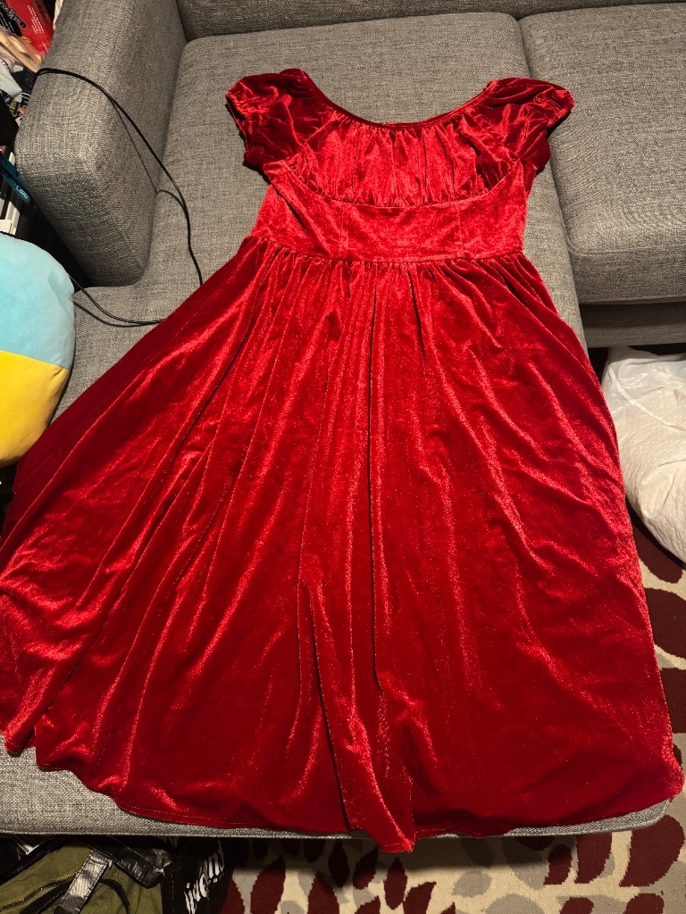 1950s inspired red velvet dress